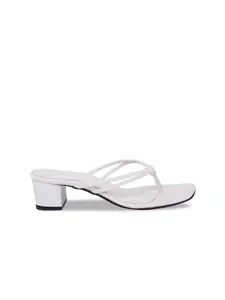 ERIDANI Women White Solid Block Heels