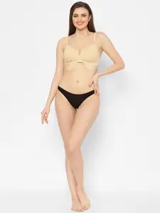 Floret Pack Of 2 Solid Non-Wired Lightly Padded Push-Up Bra T3052