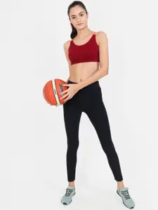 Lebami Maroon Solid Non-Wired Removable Padding Workout Bra 1583_Wine