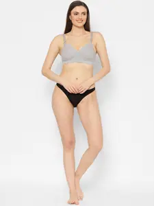 Floret Grey Melange Solid Non-Wired Lightly Padded T-shirt Bra T3055