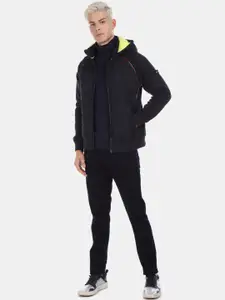 Arrow Sport Men Navy Blue Solid Padded Jacket