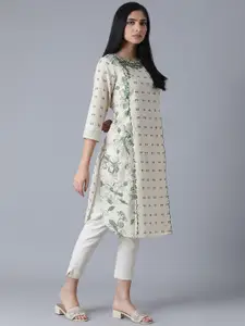 W Women Off White Floral Printed Kurta