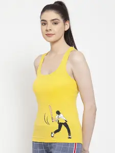 Friskers Women Yellow & Black Printed Camisole