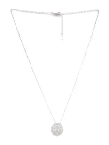 Clara 92.5 Sterling Silver Rhodium-Plated White Swiss Zirconia Studded Pendant With Chain