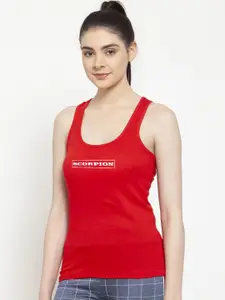 Friskers Women Red & White Solid Camisole