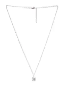 Clara 92.5 Sterling Silver Rhodium-Plated White Swiss Zirconia Studded Pendant With Chain