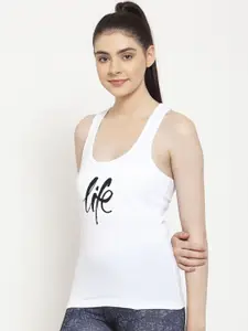 Friskers Women White & Black Printed Camisole