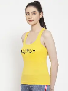 Friskers Women Yellow & Black Printed Camisole
