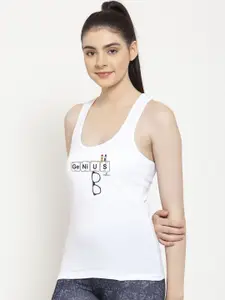 Friskers Women White & Black Printed Camisole