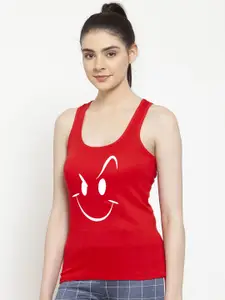 Friskers Women Red & White Printed Camisole