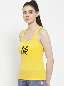Friskers Women Yellow & Black Printed Camisole