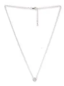Clara 92.5 Sterling Silver Rhodium-Plated White Swiss Zirconia Studded Pendant With Chain
