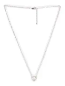 Clara 92.5 Sterling Silver Rhodium-Plated White CZ-Studded Heart-Shaped Pendant