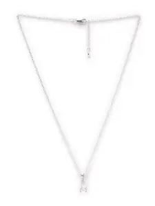Clara 92.5 Sterling Silver Rhodium-Plated White Swiss Zirconia Studded Pendant With Chain