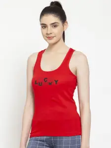 Friskers Women Red & Black Printed Camisole