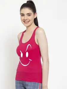 Friskers Women Pink & White Printed Camisole