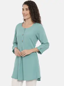 Neerus Women Sea Green Thread Work Kurta