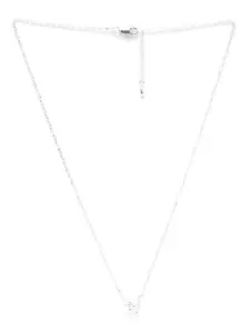 Clara 92.5 Sterling Silver Rhodium-Plated White CZ-Studded Square-Shaped Pendant With Chain
