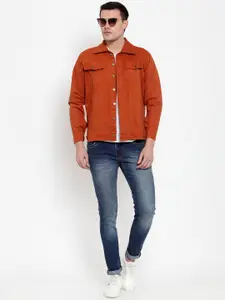 VOXATI Men Rust Solid Tailored Jacket