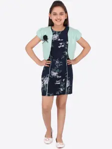 CUTECUMBER Girls Navy Blue Printed Sheath Dress