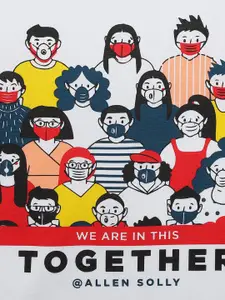 Allen Solly Junior Boys White Printed Cotton Round Neck Pure Cotton T-shirt