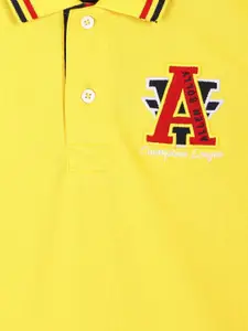 Allen Solly Junior Boys Yellow Solid Polo Collar Pure Cotton T-shirt