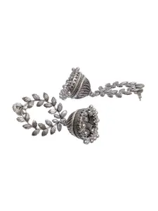 Crunchy Fashion Silver-Toned Contemporary Jhumkas