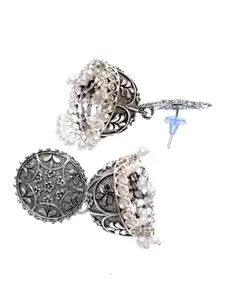 Crunchy Fashion Silver-Toned Contemporary Jhumkas
