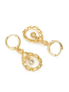 aadita Gold-Plated Contemporary AD-Studded Drop Earrings