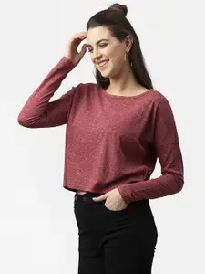 Style Quotient Women Red Self Design Regular Top