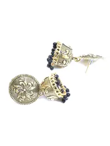Crunchy Fashion Gold-Plated Oxidised Dome Shaped Jhumkas
