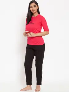 Boston Club Women Pink Printed Night Suit