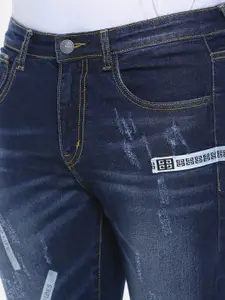 Campus Sutra Men Navy Blue Slim Fit Mid-Rise Low Distress Jeans
