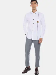U.S. Polo Assn. Men White Striped Pure Cotton Casual Shirt