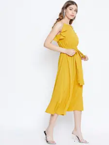 Berrylush Women Yellow Solid Fit and Flare Dress
