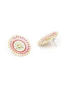 Priyaasi Pink Kundan Circular Studs