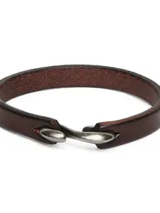 OOMPH Men Brown Leather Handcrafted Wraparound Bracelet