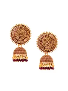 Crunchy Fashion Gold-Toned Contemporary Jhumkas