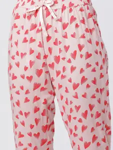 Tokyo Talkies Women Pink & Red Printed Lounge Pants