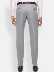 Van Heusen Men Grey Slim Fit Checked Formal Trousers