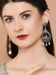 Rubans Silver-Toned Contemporary Drop Earrings