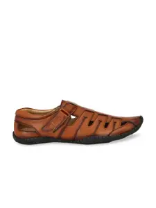 El Paso Men Tan & Black Fisherman Sandals