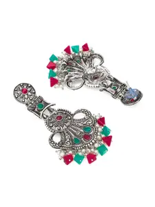 aadita Silver-Toned Contemporary Jhumkas