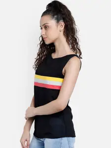 Marzeni Black Striped Georgette Regular Top