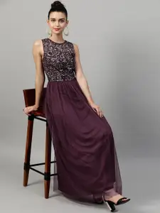STREET 9 Women Purple Embellished Maxi Dress