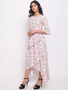 Slenor Women White Printed Maxi Dress