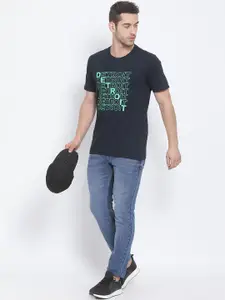 Club York Men Navy Blue Printed Round Neck T-shirt