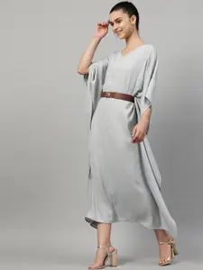 STREET 9 Women Grey Solid A-Line Dress