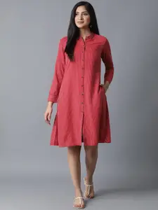 W Women Pink Solid Shirt Dress