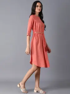 W Women Pink Solid Shirt Dress